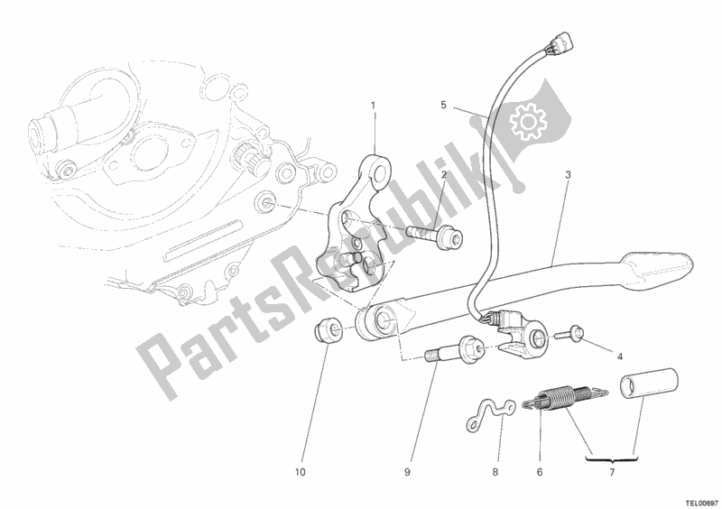 All parts for the Side Stand of the Ducati Superbike 848 EVO USA 2012